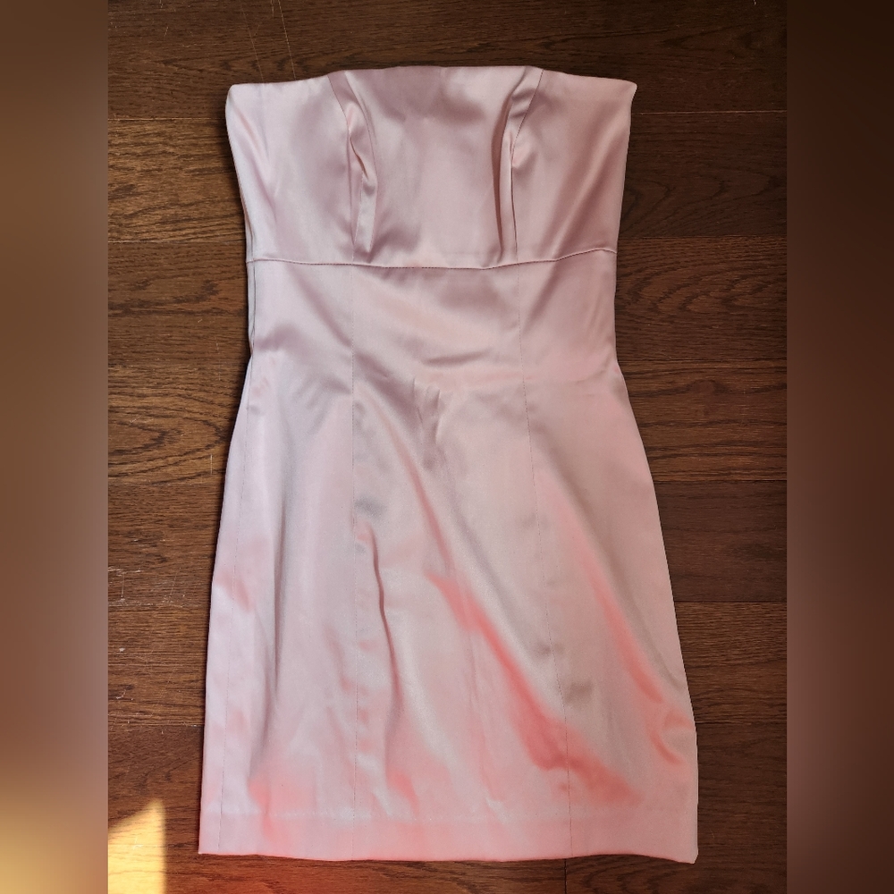 Pale Pink Satin-Like Mini Dress